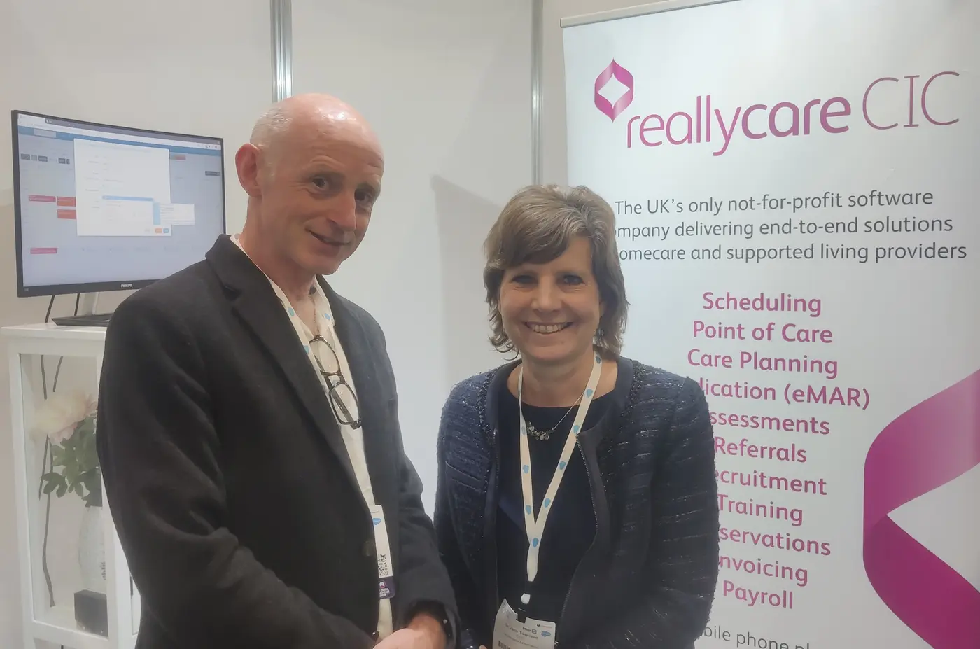 Mark Chapman with Dr Jane Townson on the ReallyCare stand